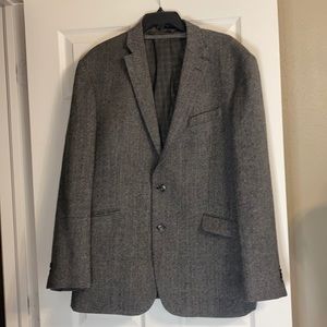 Joseph A. Banks, charcoal gray tweed blazer.